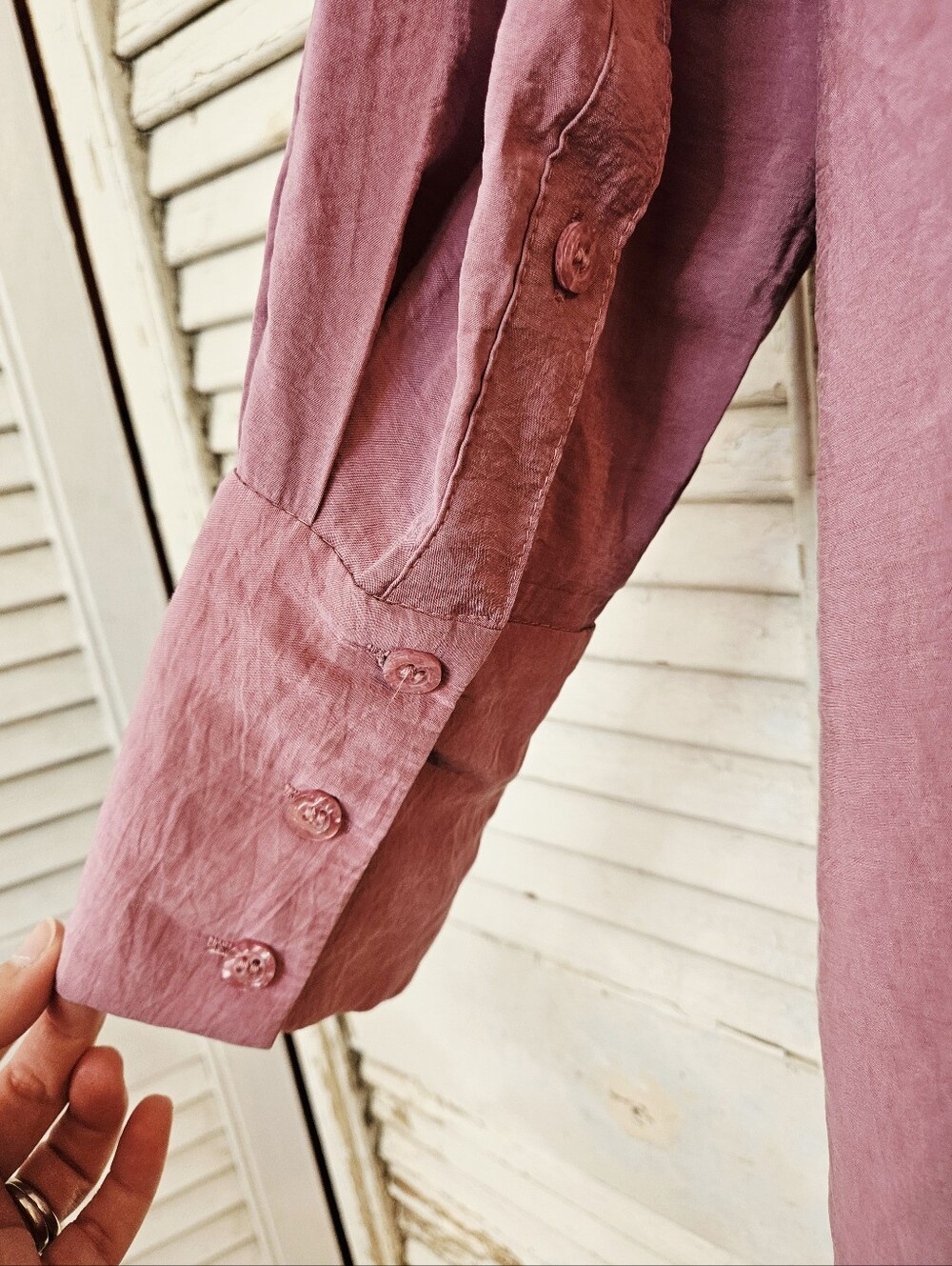 Zara Mauve/Pink Crepe Oversized Blouse Fits Medium To XL - Picture 6 of 12